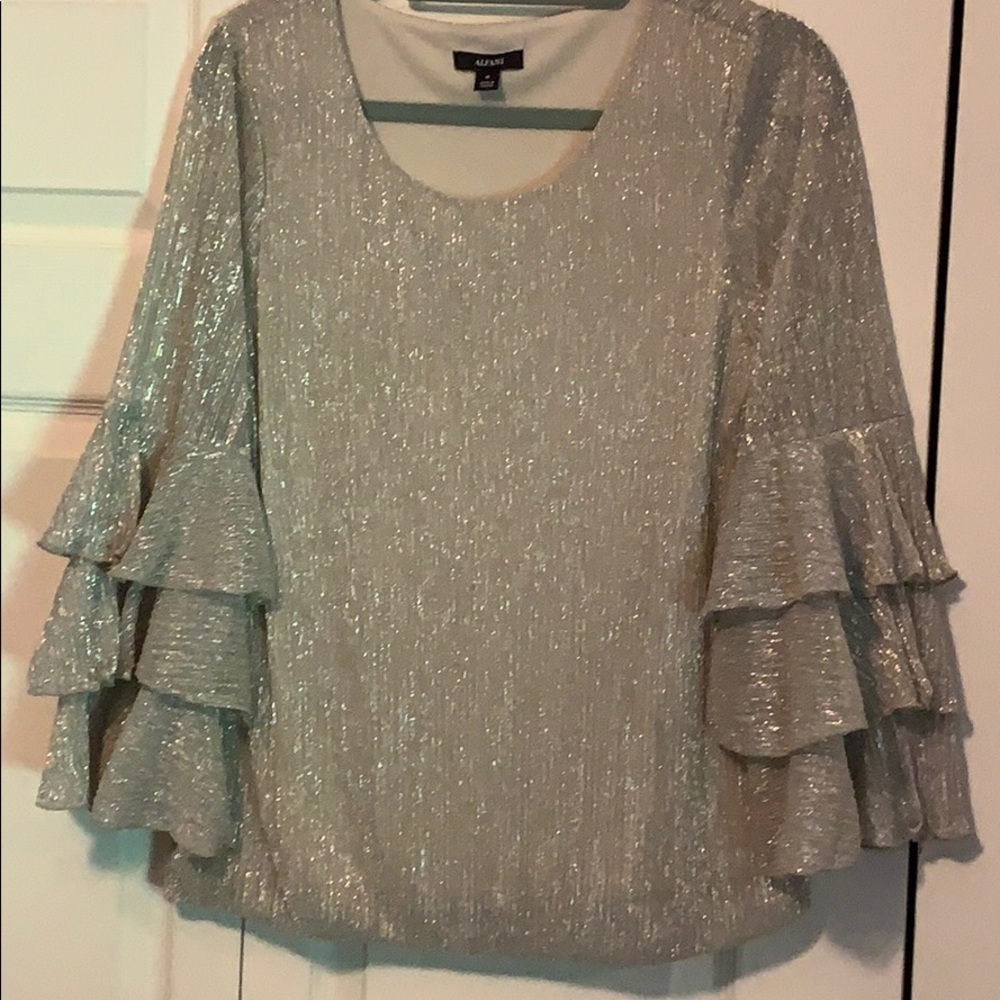 Alfani gold ruffle sleeve top